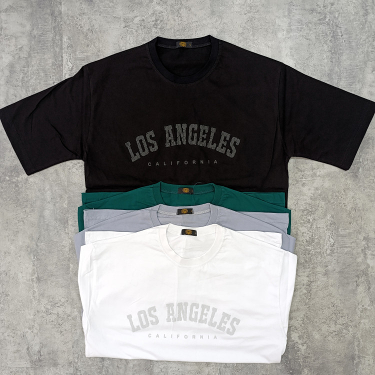 تیشرت مردانه LOS ANGELES قواره باکسی پنبه سوپر