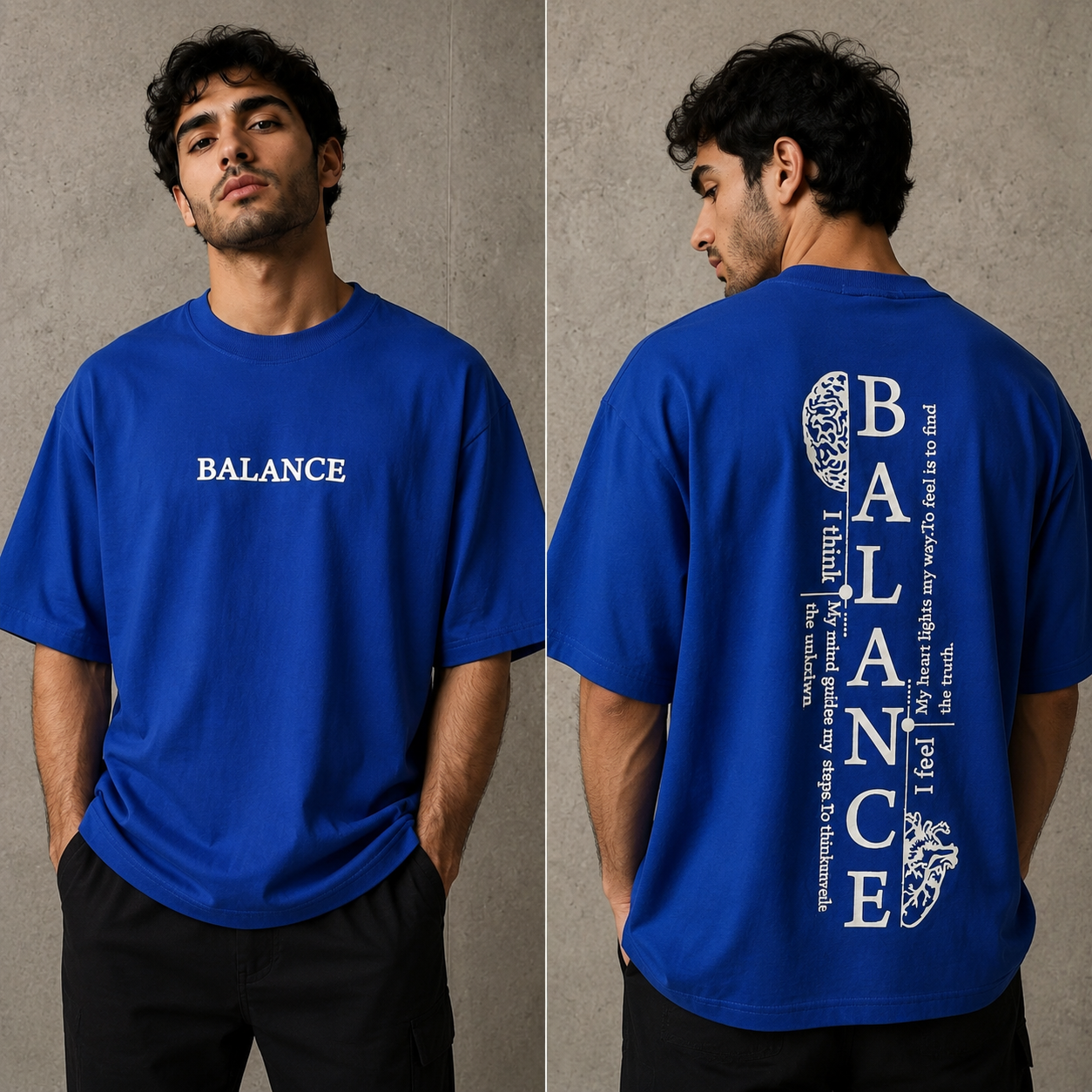 تیشرت مردانه قواره باکسی BALANCE نخ 28 با کیفیت