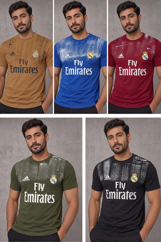 تیشرت مردانه یقه گرد چاپی EMIRATES پنبه سوپر قواره اندامی