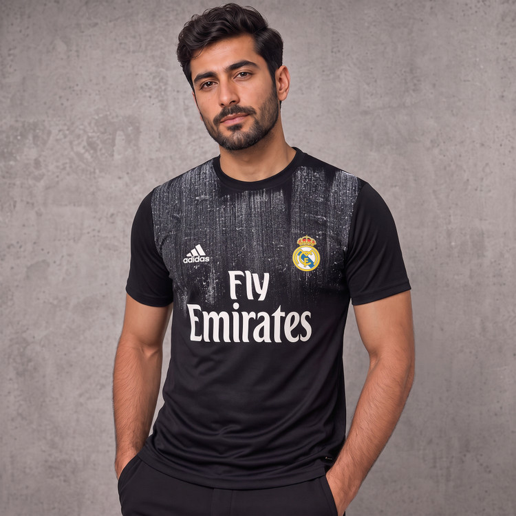 تیشرت مردانه یقه گرد چاپی EMIRATES پنبه سوپر قواره اندامی
