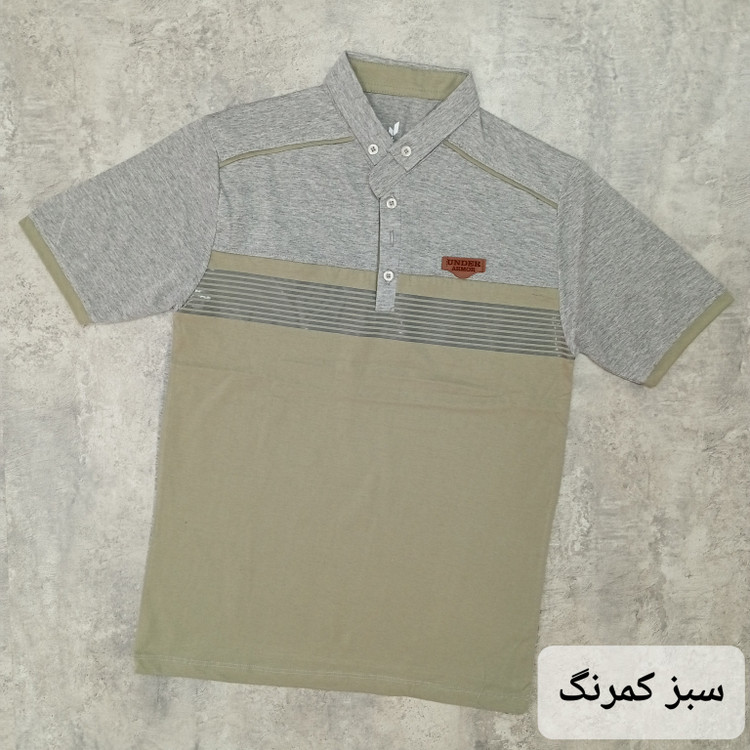 تیشرت مردانه یقه دار ملانژ پنبه قواره کوچک
