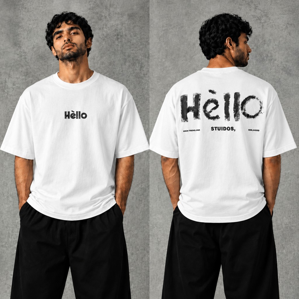 تیشرت مردانه پشت چاپ Hello دورس دو نخ