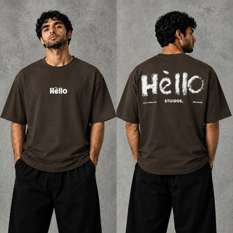 تیشرت مردانه پشت چاپ Hello دورس دو نخ