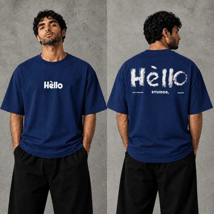 تیشرت مردانه پشت چاپ Hello دورس دو نخ
