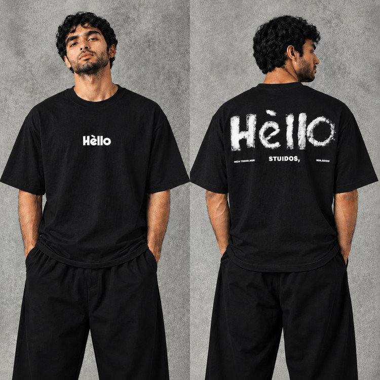 تیشرت مردانه پشت چاپ Hello دورس دو نخ
